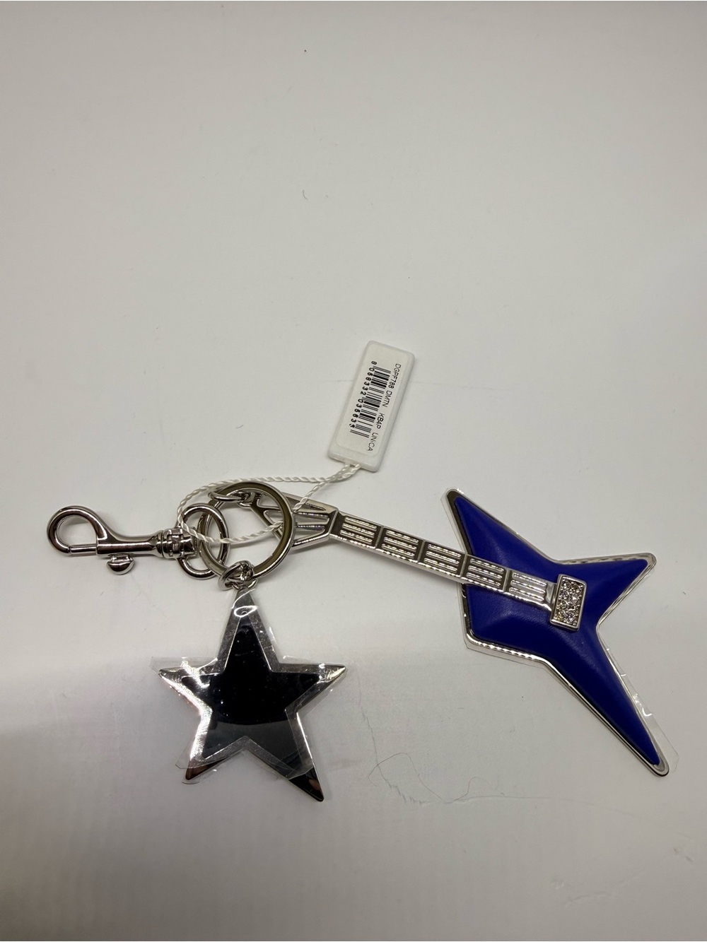 Versace Blue Guitar & Black Star Keychain Charm